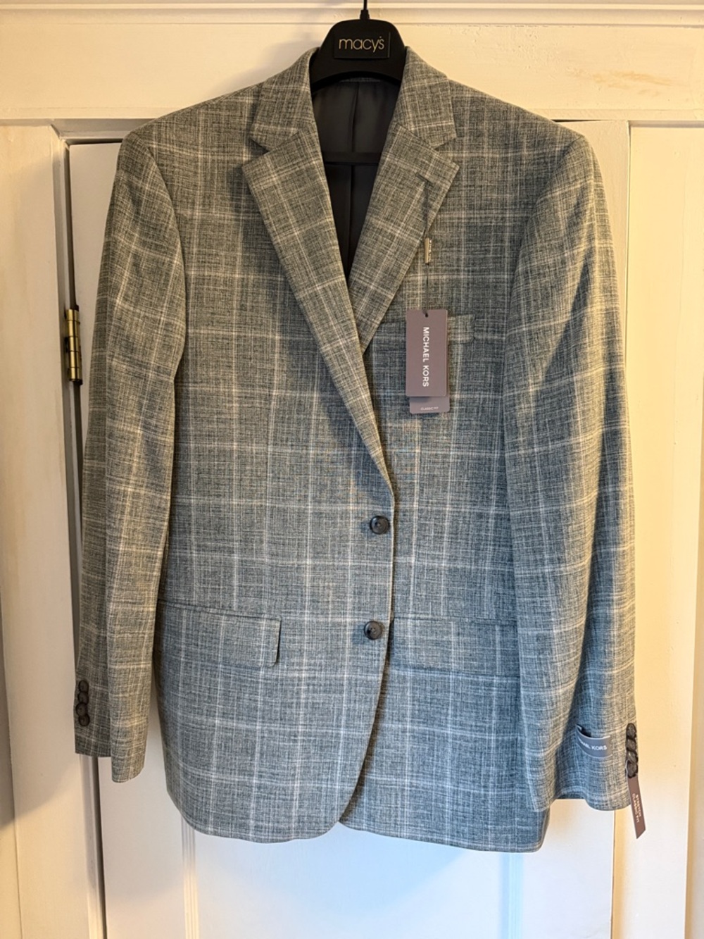 Michael Kors Men’s Gray Windowpane Plaid Blazer